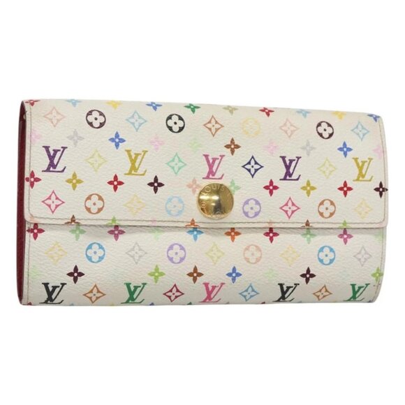 LOUIS VUITTON Multicolor Portefeuille Sarah Wallet White M93532 LV Auth 125458 - Picture 1 of 16